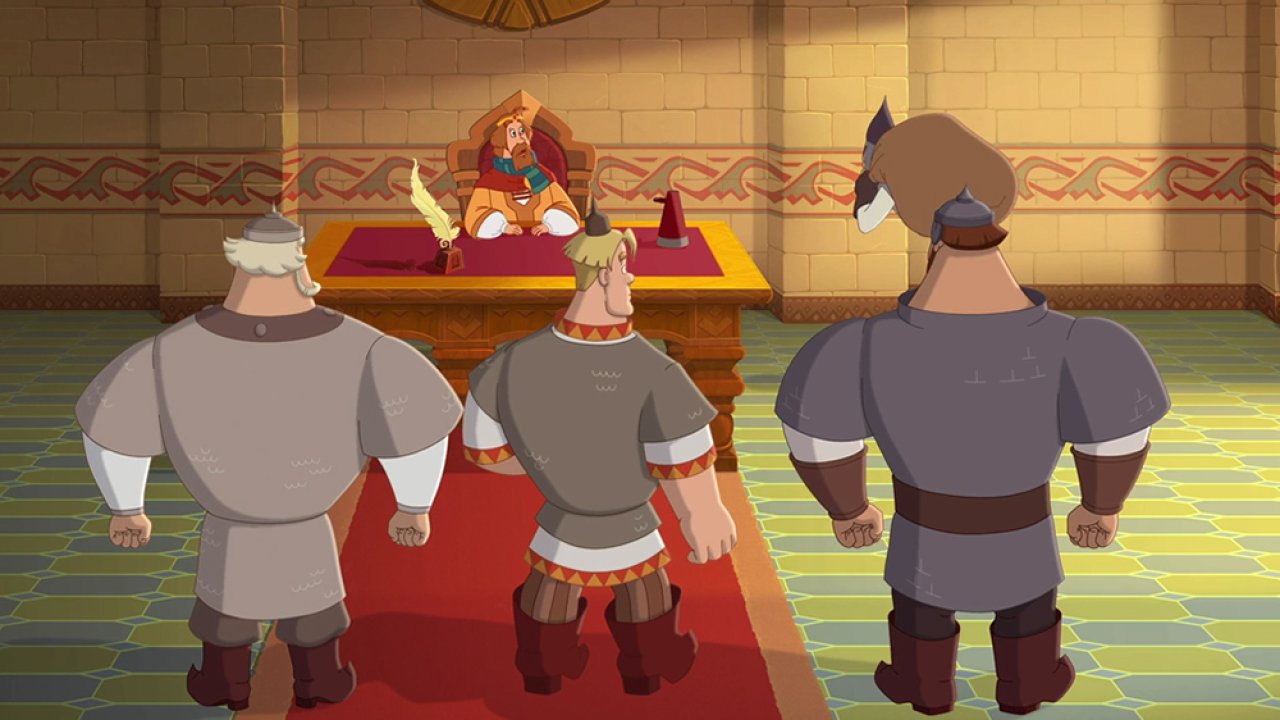 три богатыря и конь на троне картинки